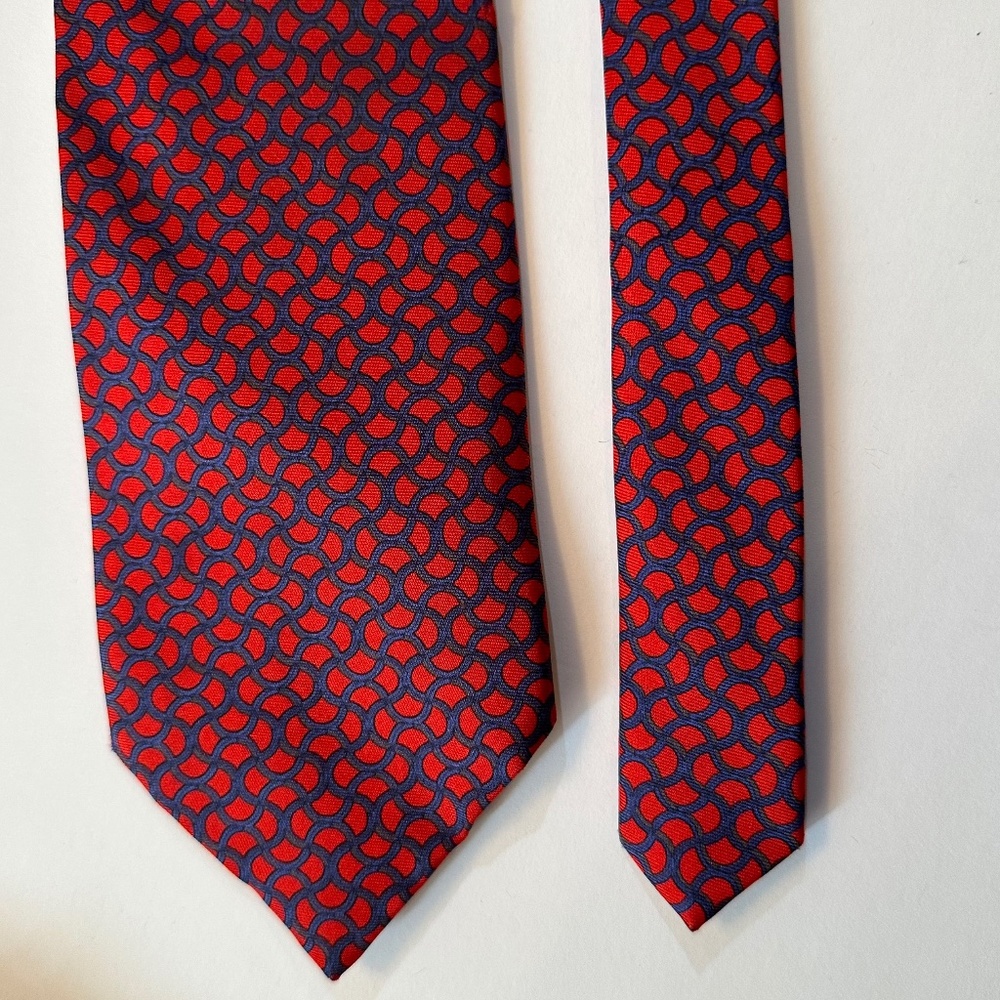 Silk Necktie red/blue made for Melvin’s by John Comfort